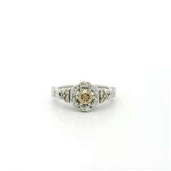 LeVian 14k White Gold Chocolate/Vanilla diamond Flower Cluster Ring - size 7.75